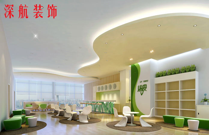 綠瘦集團(tuán)辦公室裝修前臺(tái)效果圖